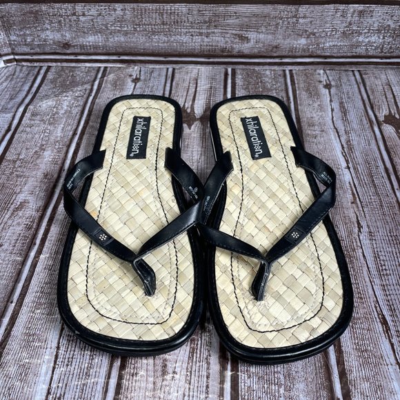 XHILARATION Women's 8 Black Flip Flop Thong Sandal Shoe NWOT NEW - Picture 3 of 9